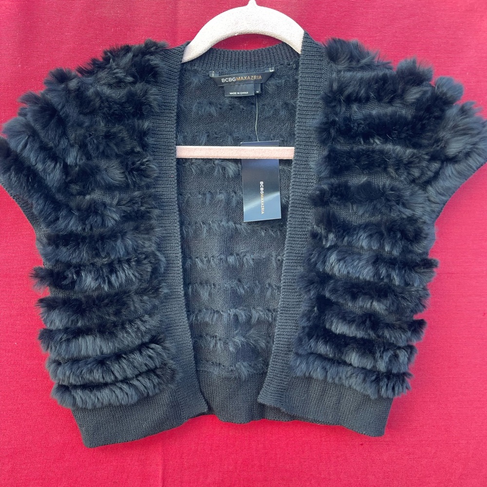 BCBG rabbit Fur Bolero
